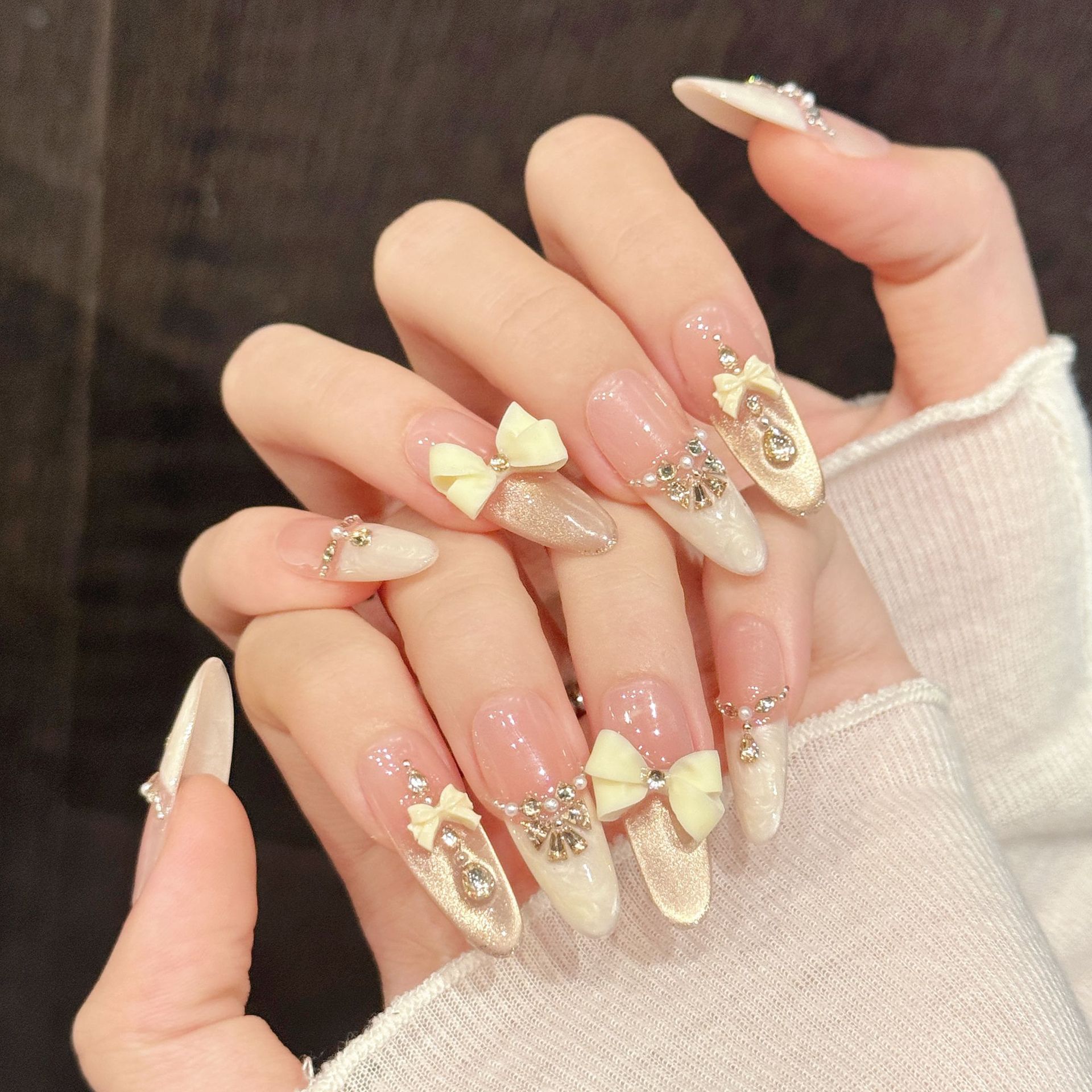 3D Printing Nails - 10개 수제 프레스온 네일 라이트 럭셔리
