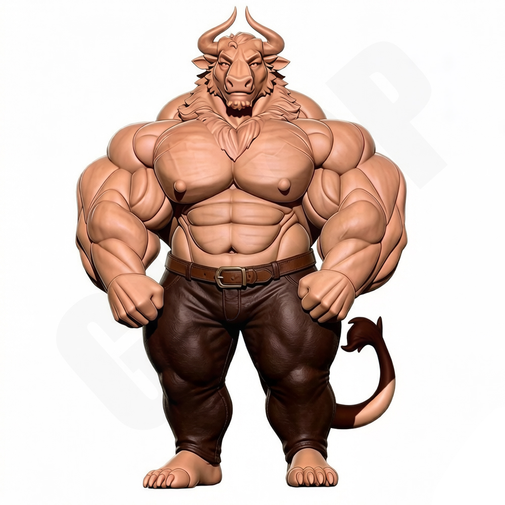 3D Printing Ultem - Hunky Fitness Muscle Bull 1/24 스케일