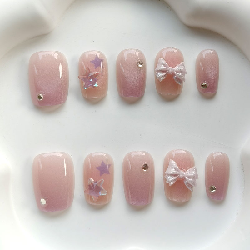 3D Printing Nails - 10개입 10대 소녀 패션 귀여운 핑크