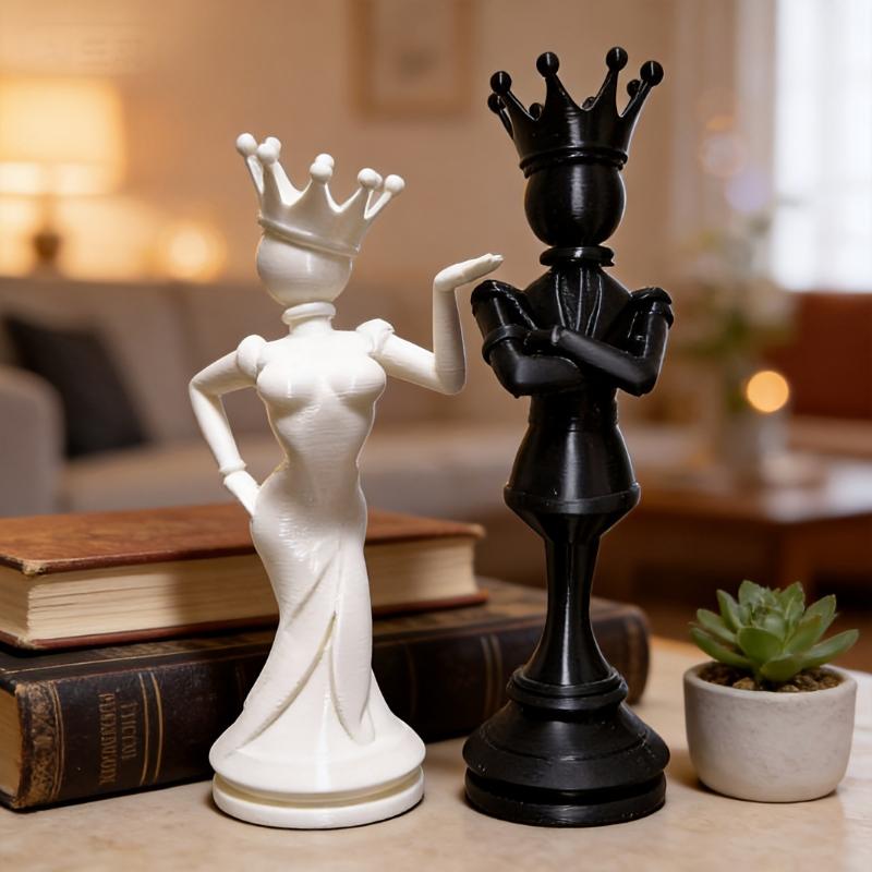 2개 세트 3D 프린팅 체스 커플 조각상, 창의적인 장 - 3D Printing Chess 리뷰 및 가격
