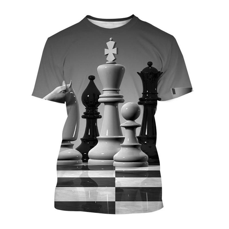 남성용 3D 인쇄 체스 T 셔츠의 새로운 패션 캐주얼  - 3D Printing Chess 리뷰 및 가격