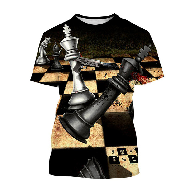 남성용 3D 인쇄 체스 T 셔츠의 새로운 패션 캐주얼  - 3D Printing Chess 리뷰 및 가격