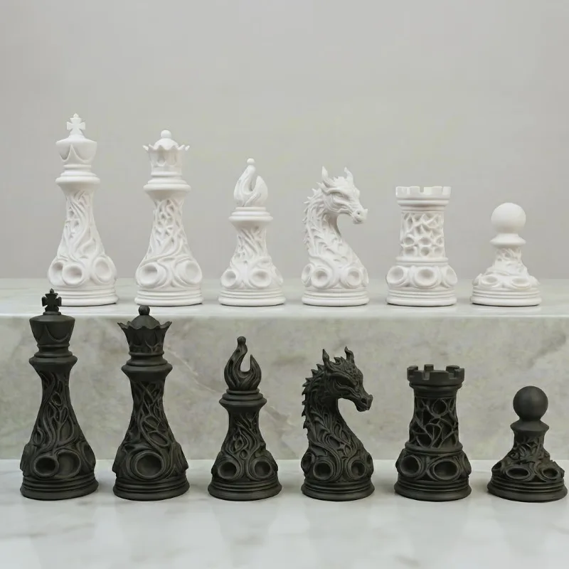 32개 3D 프린팅 플라스틱 고딕풍 흑백 체스 세트 | - 3D Printing Chess 리뷰 및 가격