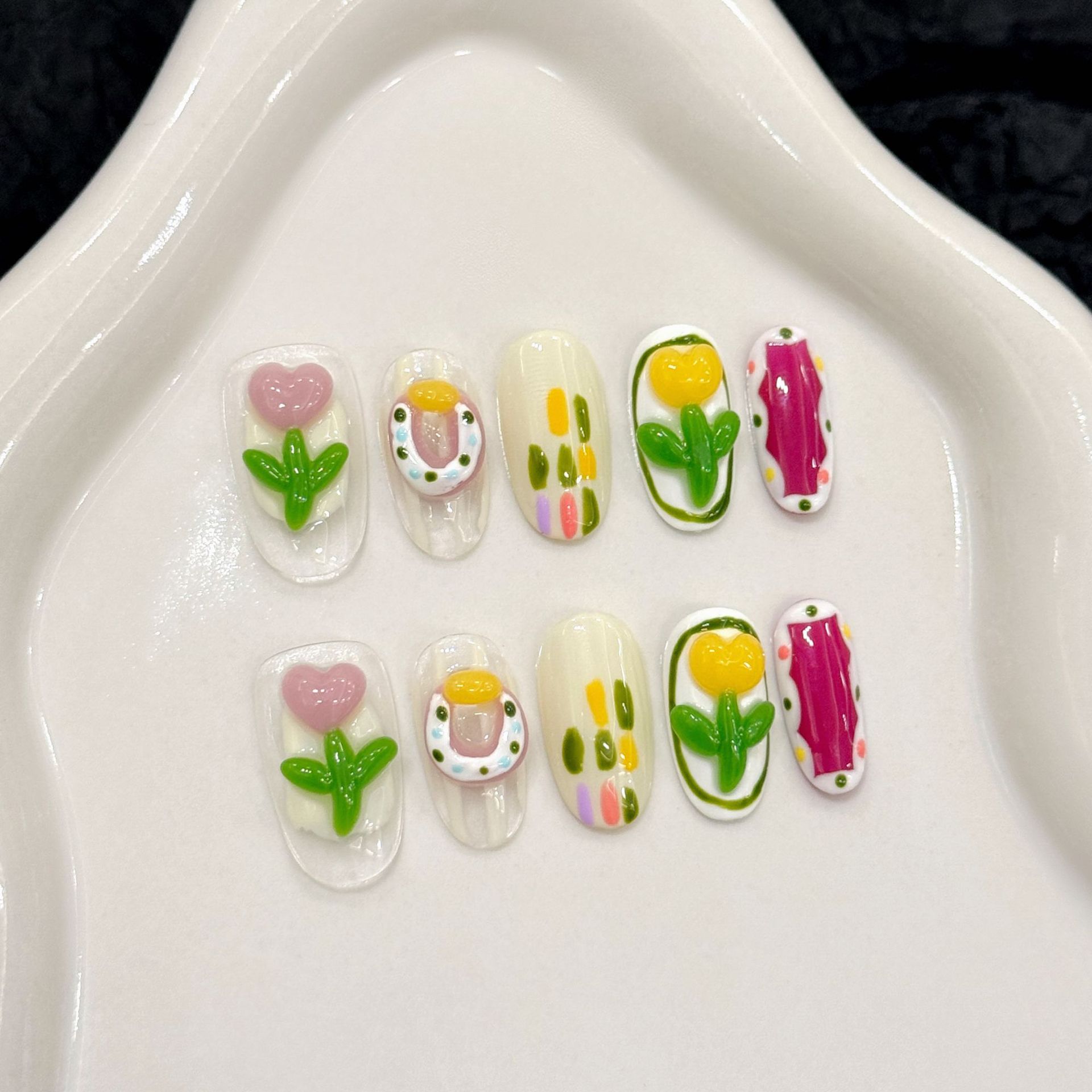 10개 수제 프레스온 네일 3D 딸기 장식 가짜 네일  - 3D Printing Nails 리뷰 및 가격