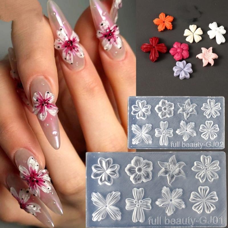 2개입 3D 꽃 실리콘 네일 몰드 백합 5잎 꽃 네일  - 3D Printing Nails 리뷰 및 가격