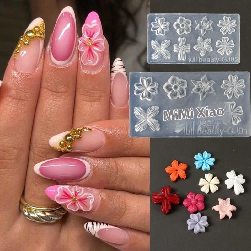 2개입 3D 꽃 실리콘 네일 몰드 백합 5잎 꽃 네일  - 3D Printing Nails 리뷰 및 가격