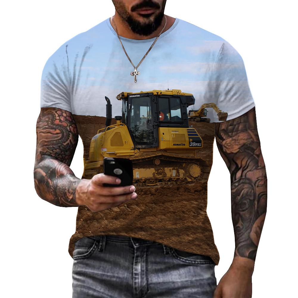 새로운 중장비 트랙터 굴삭기 3d 인쇄 티셔츠 남성 어 - 3D Printing Excavator 리뷰 및 가격