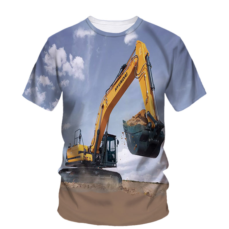 남성용 힙합 로깅 굴삭기 그래픽 트렌드 티셔츠, 스트리 - 3D Printing Excavator 리뷰 및 가격