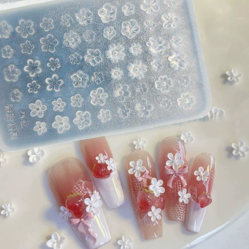Pcs 실리콘 네일 아트 몰드 꽃 프랑스 스타일 다섯  - 3D Printing Nails 리뷰 및 가격
