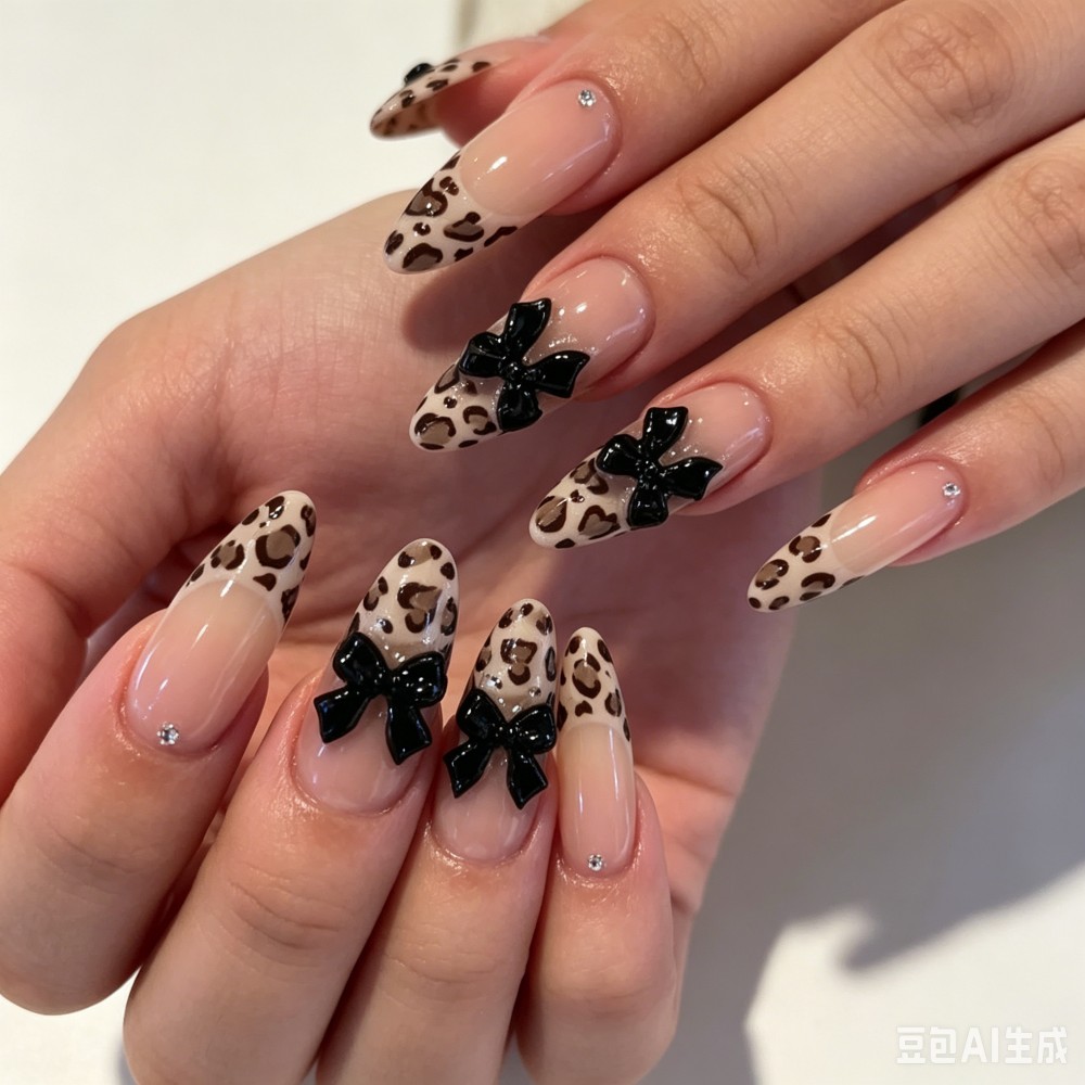 24개 프렌치 아몬드 프레스온 네일 레오파드 프린트 인 - 3D Printing Nails 리뷰 및 가격